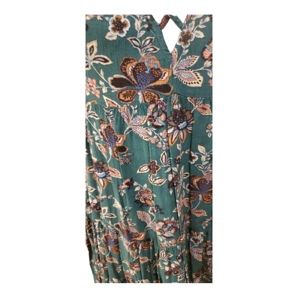 SUMMER DRESS, SIZE S GREEN FLORAL  ADORABLE - Picture 5 of 8